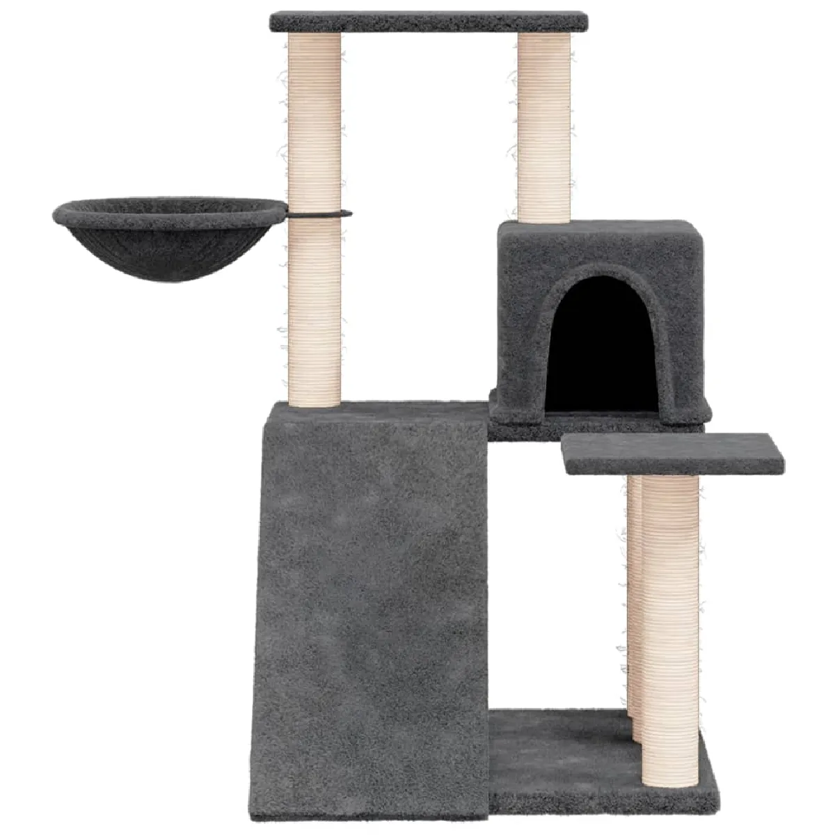 Meilleurs prix pour Arbre à chat meuble tour grimper jouet grattage grattoir escalade plateforme avec griffoirs en sisal foncé 82 cm gris 02_0022707