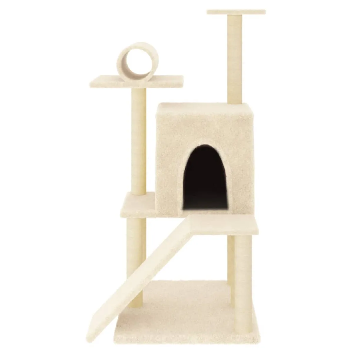 Meilleurs prix pour Arbre à chat meuble tour grimper jouet grattage grattoir escalade plateforme avec griffoirs en sisal 110,5 cm crème 02_0022458