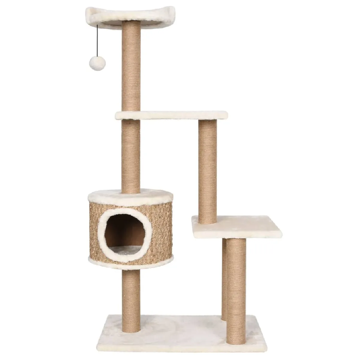 Comparer les prix de Arbre à chat meuble tour grimper jouet grattage grattoir escalade plateforme avec griffoirs 123 cm herbiers marins Beige 02_0022445