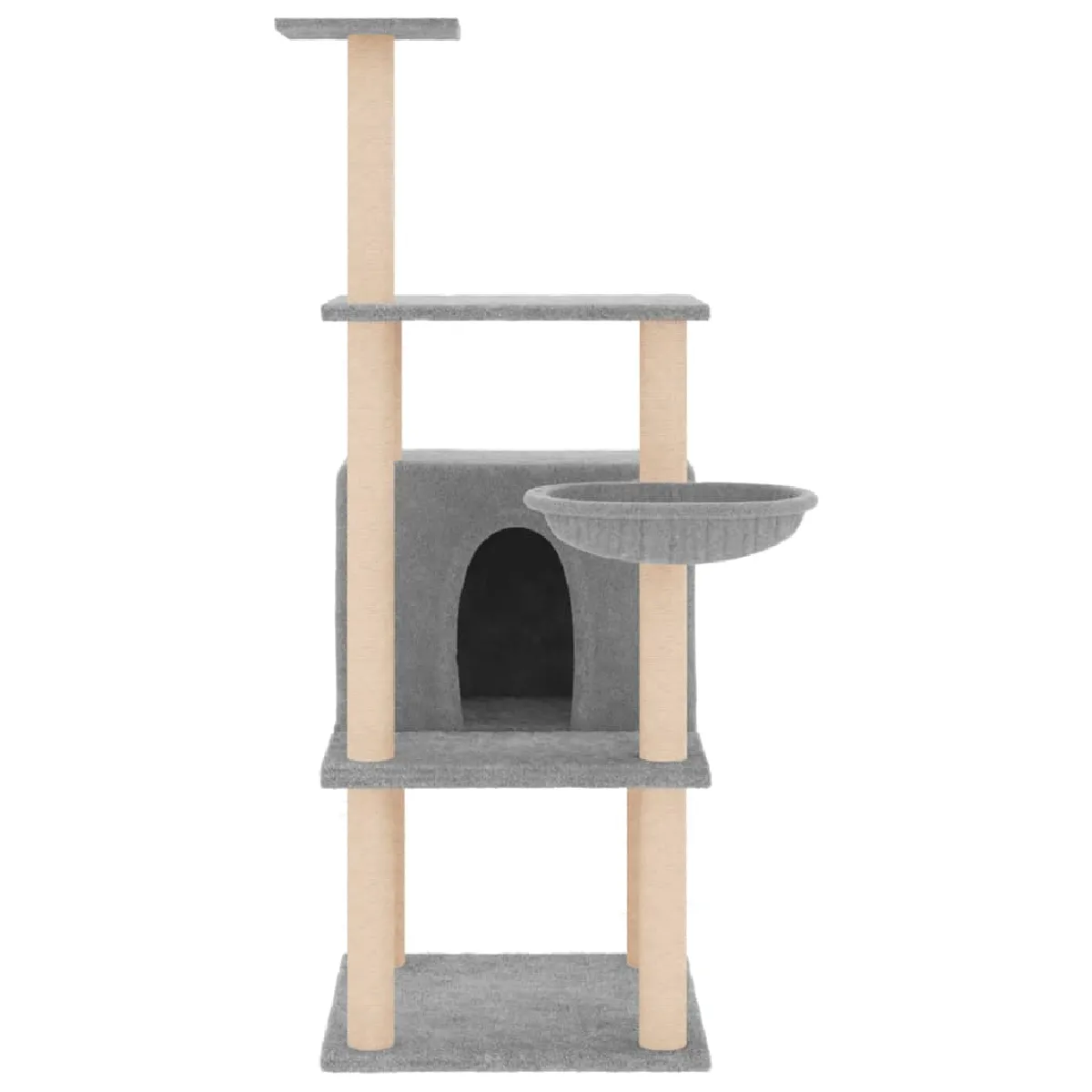 Comparer les prix de Arbre à chat meuble tour grimper jouet grattage grattoir escalade plateforme avec griffoirs en sisal clair 132 cm gris 02_0022561