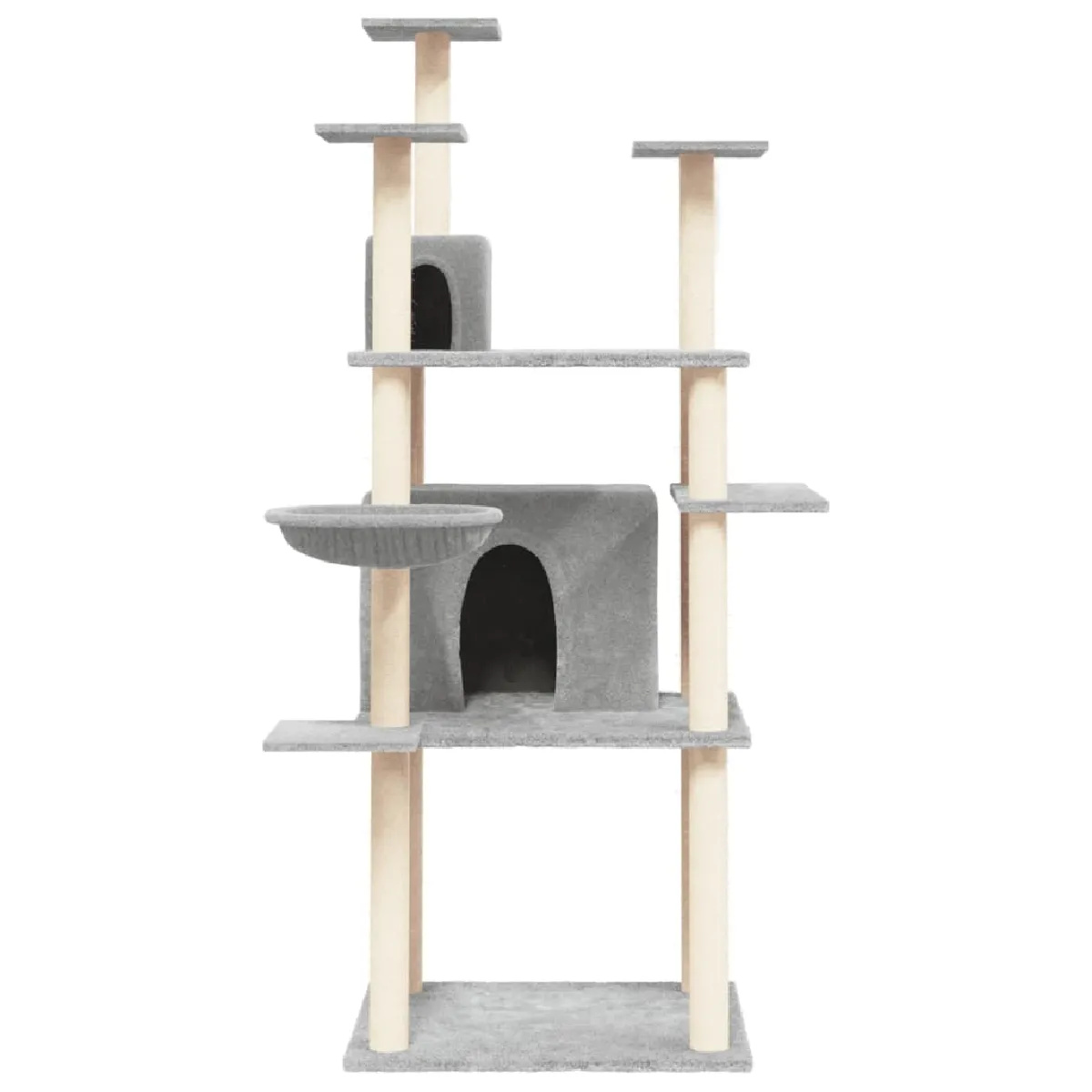 Meilleurs prix pour Arbre à chat meuble tour grimper jouet grattage grattoir escalade plateforme avec griffoirs en sisal clair 166 cm gris 02_0022584