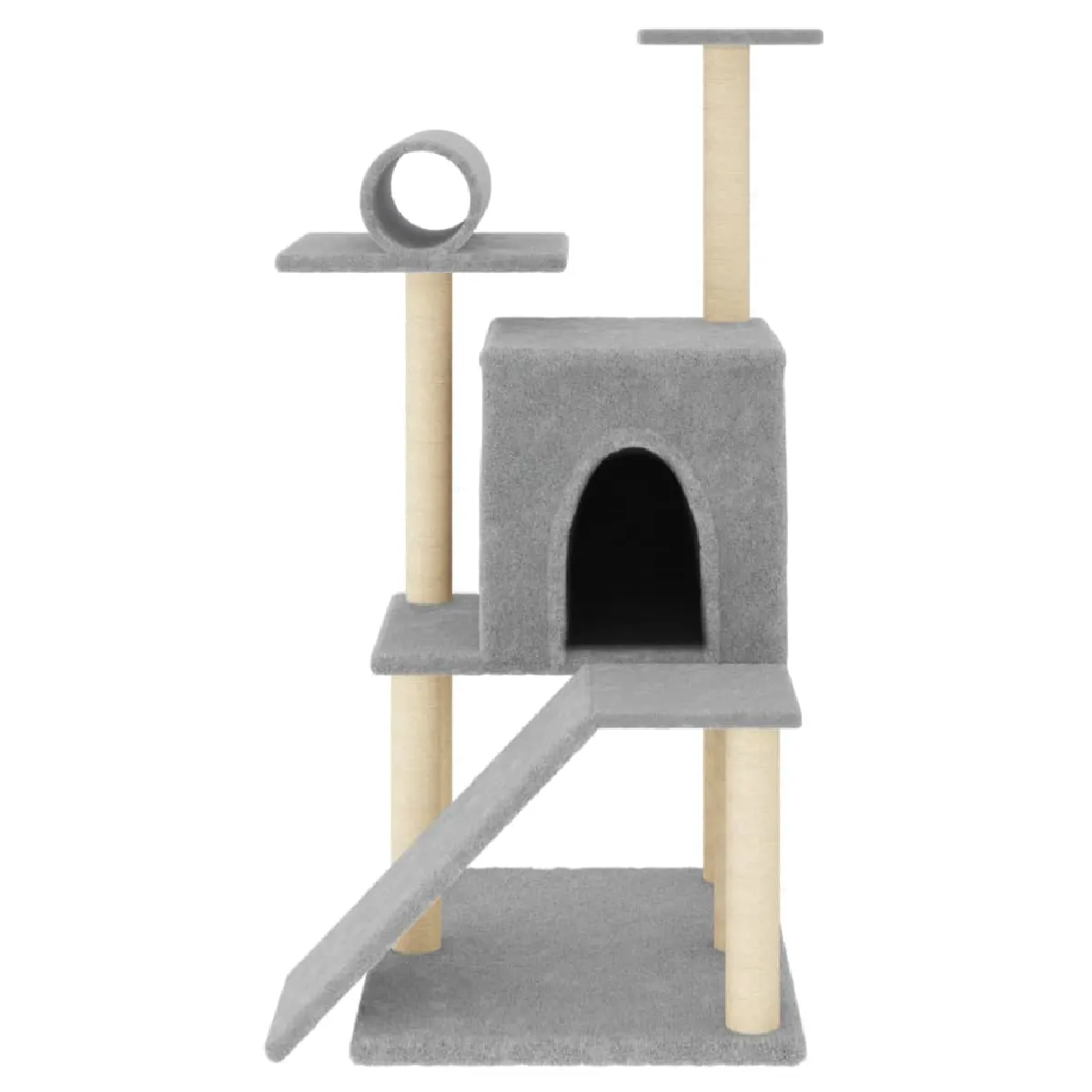 Comparer les prix de Arbre à chat meuble tour grimper jouet grattage grattoir escalade plateforme avec griffoirs en sisal clair 110,5 cm gris 02_0022551