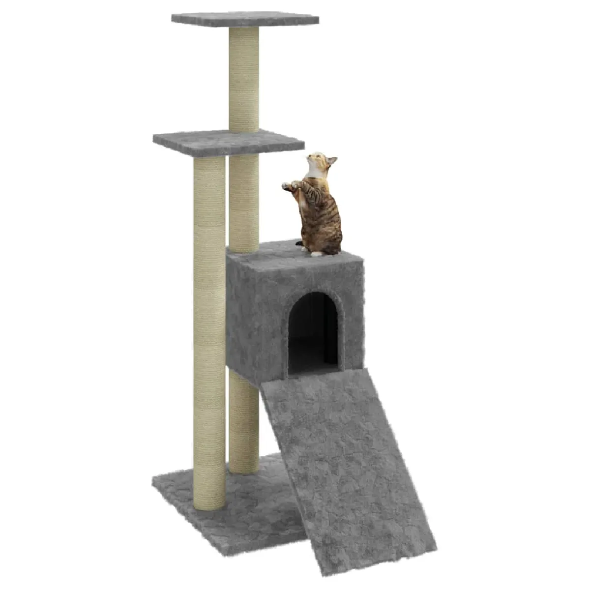 Meilleurs prix pour Arbre à chat meuble tour grimper jouet grattage grattoir escalade plateforme avec griffoirs en sisal clair 92 cm gris 02_0022627