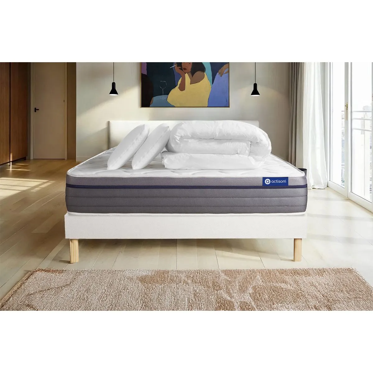 ACTISOM  ACTIMEMO Zen 200x200 cm - Sommier Kit Blanc