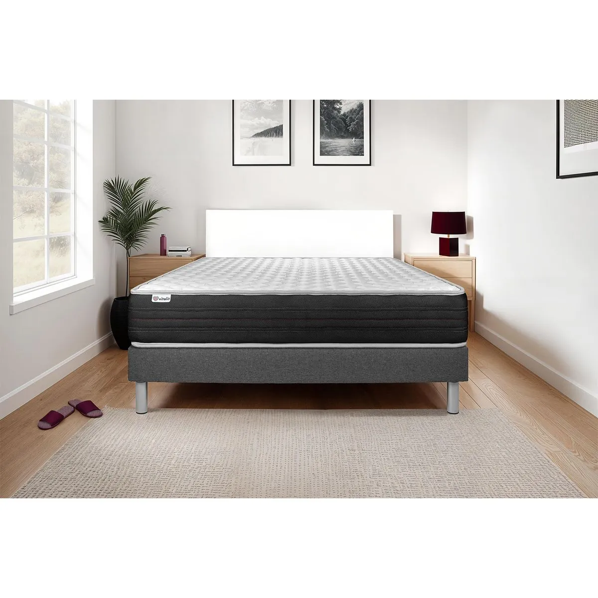 VITALMEMO ONE - 200x200 cm - Sommier Kit gris
