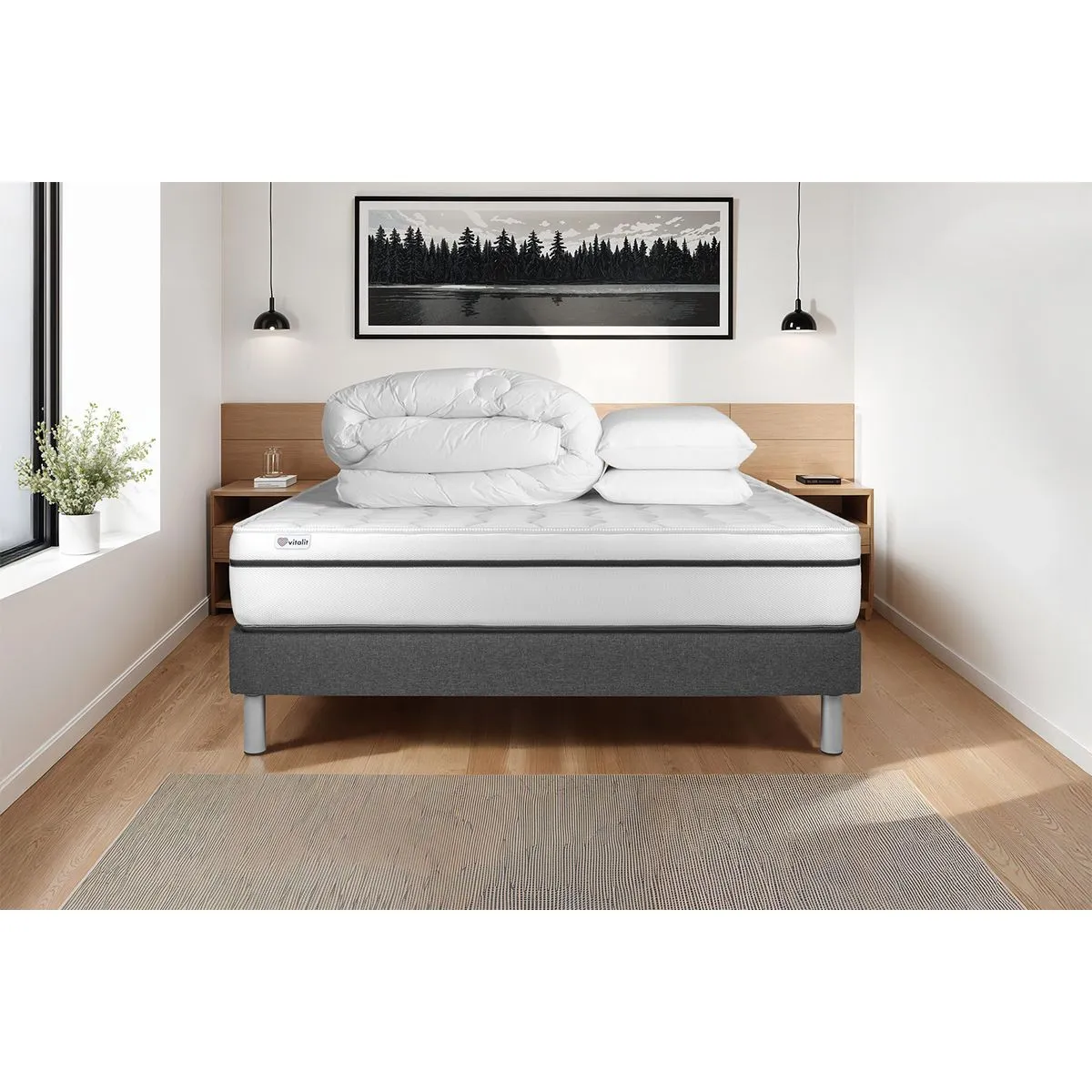 VITALIT  VITAL SPA 200x200 cm - Sommier Kit Gris
