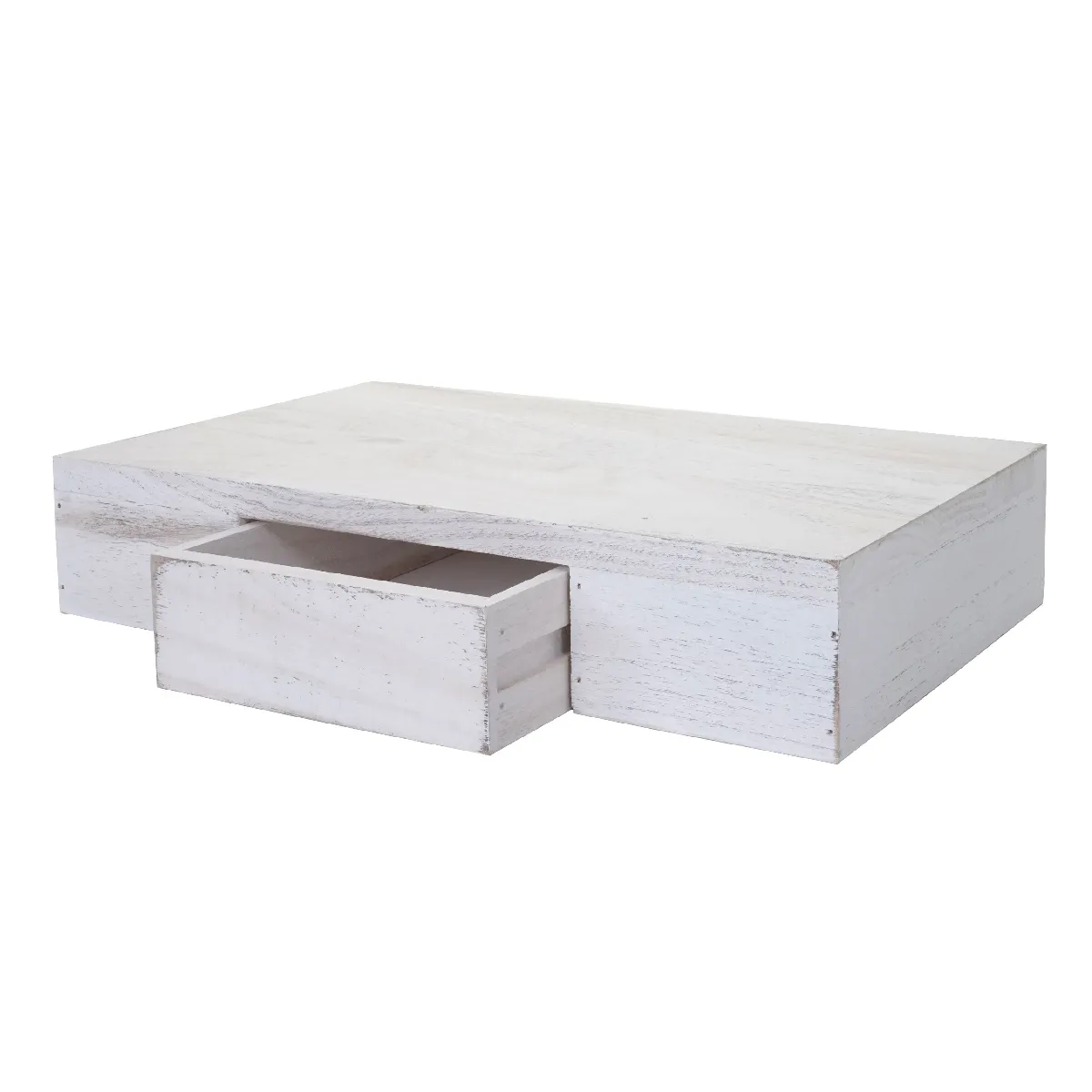 Decoshop26 Étagère murale avec tiroir - Blanc
