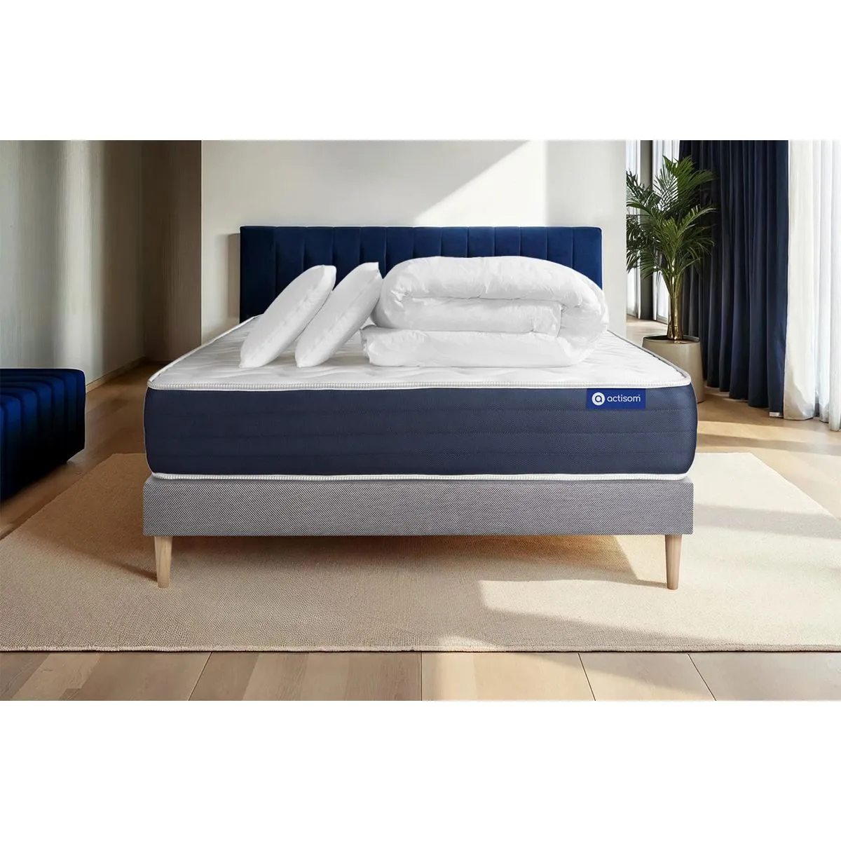 Ensemble Actiflex Sleep 160x200 + Sommier Kit gris