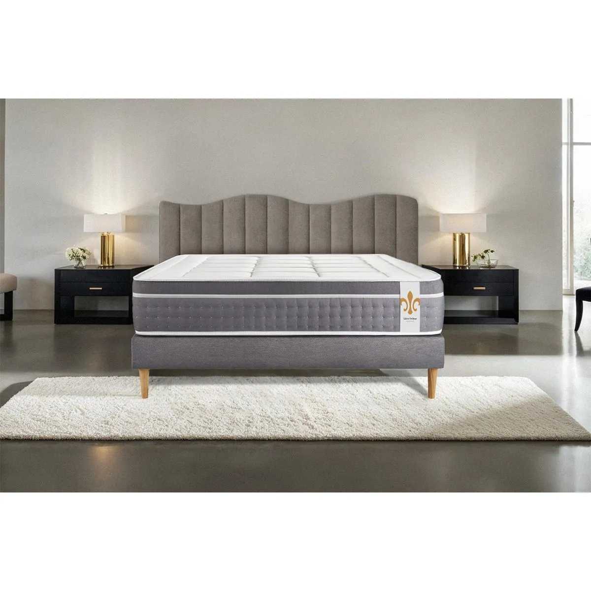 Ensemble Trente 160 x 200 cm Sommier Gris