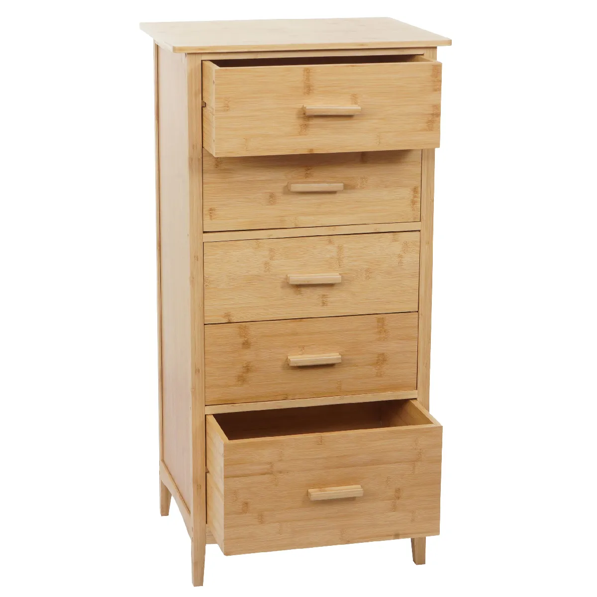 Decoshop26 Commode 5 tiroirs bambou - Multicolore