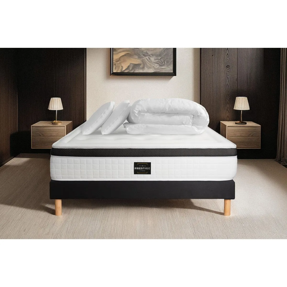 PRESTIGE-LITERIE Privilège Pack 200x200 cm - Noir