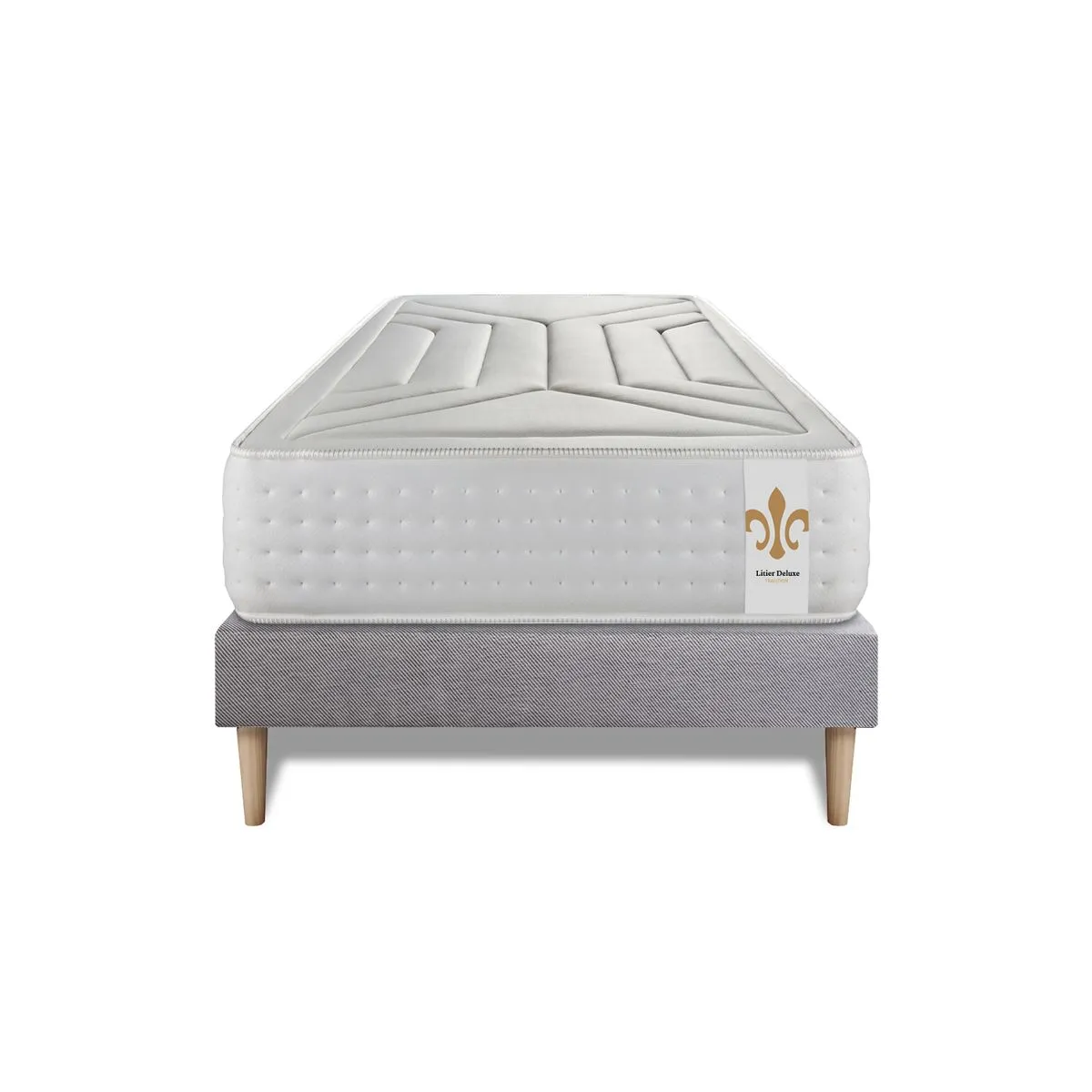 LITIER DELUXE Ensemble Vingt-Quatre 90x200 cm - Gris LITIER DELUXE Ensemble Vingt-Quatre 90x200 cm - Gris