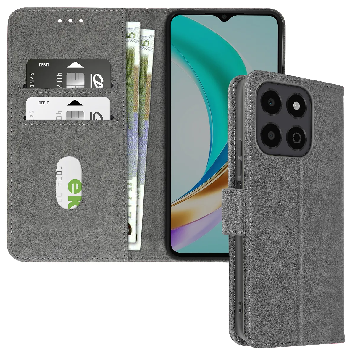 Avizar Gris Étui Pour Honor X6b Clapet Portefeuille Et Support Vidéo