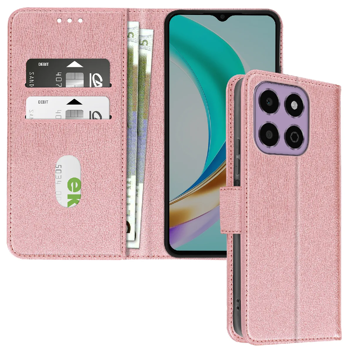 Avizar Rose Étui Pour Honor X6b Clapet Portefeuille Et Support Vidéo Champagne