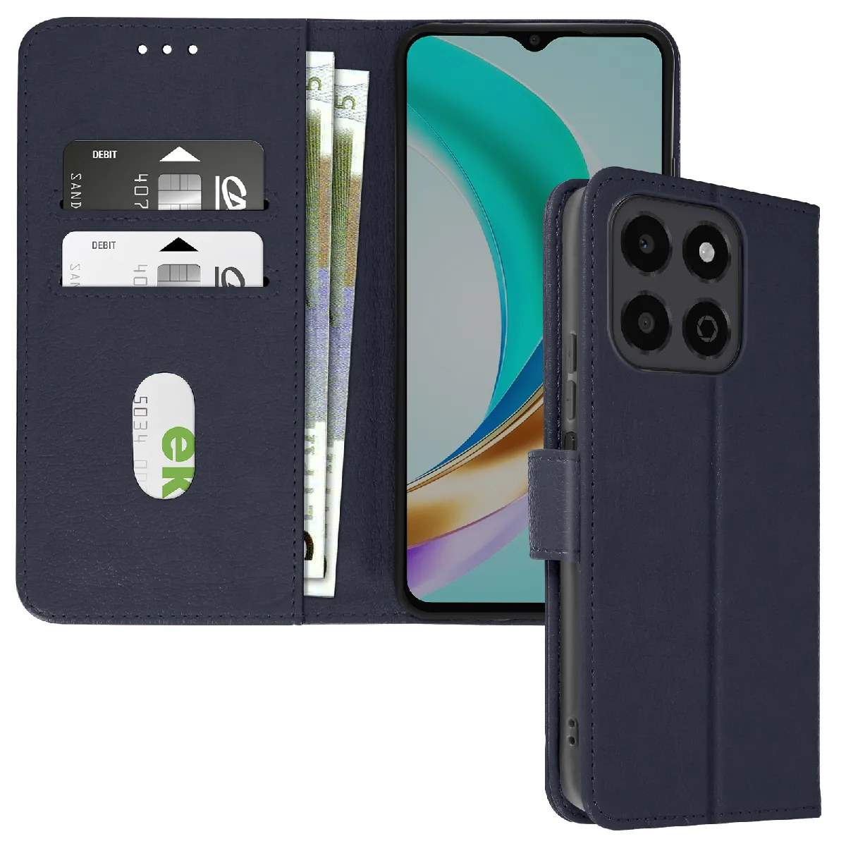 Avizar Bleu Étui Pour Honor X6b Clapet Portefeuille Et Support Vidéo Nuit