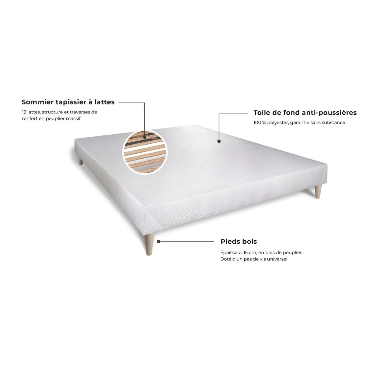 SLEEPFIT  Sommier tapissier &agrave; lattes - Blanc