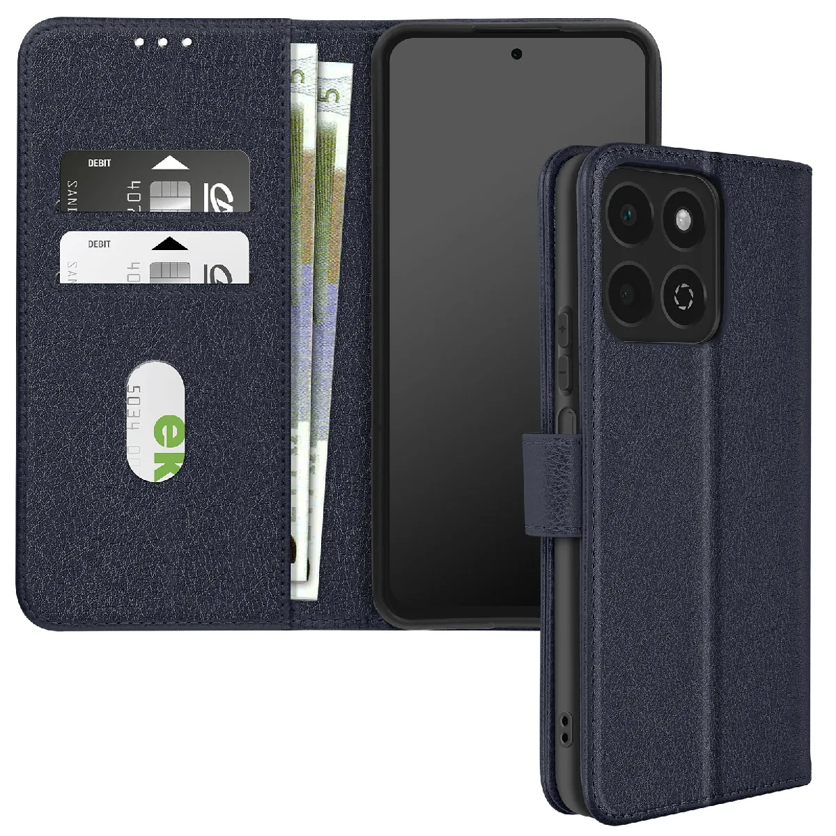 Avizar Bleu Étui Pour Honor 200 Smart Clapet Portefeuille Et Support Vidéo Nuit
