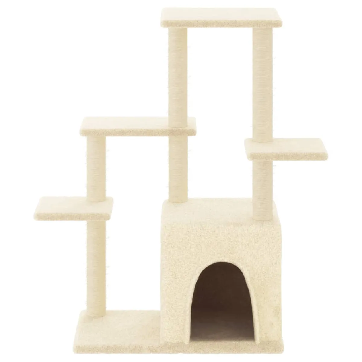 Meilleurs prix pour Arbre à chat meuble tour grimper jouet grattage grattoir escalade plateforme avec griffoirs en sisal 97,5 cm crème 02_0022541