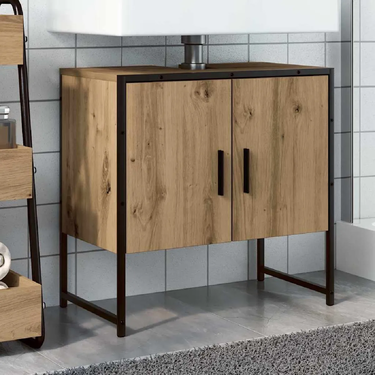 vidaXL Armoire lavabo Chêne artisanal
