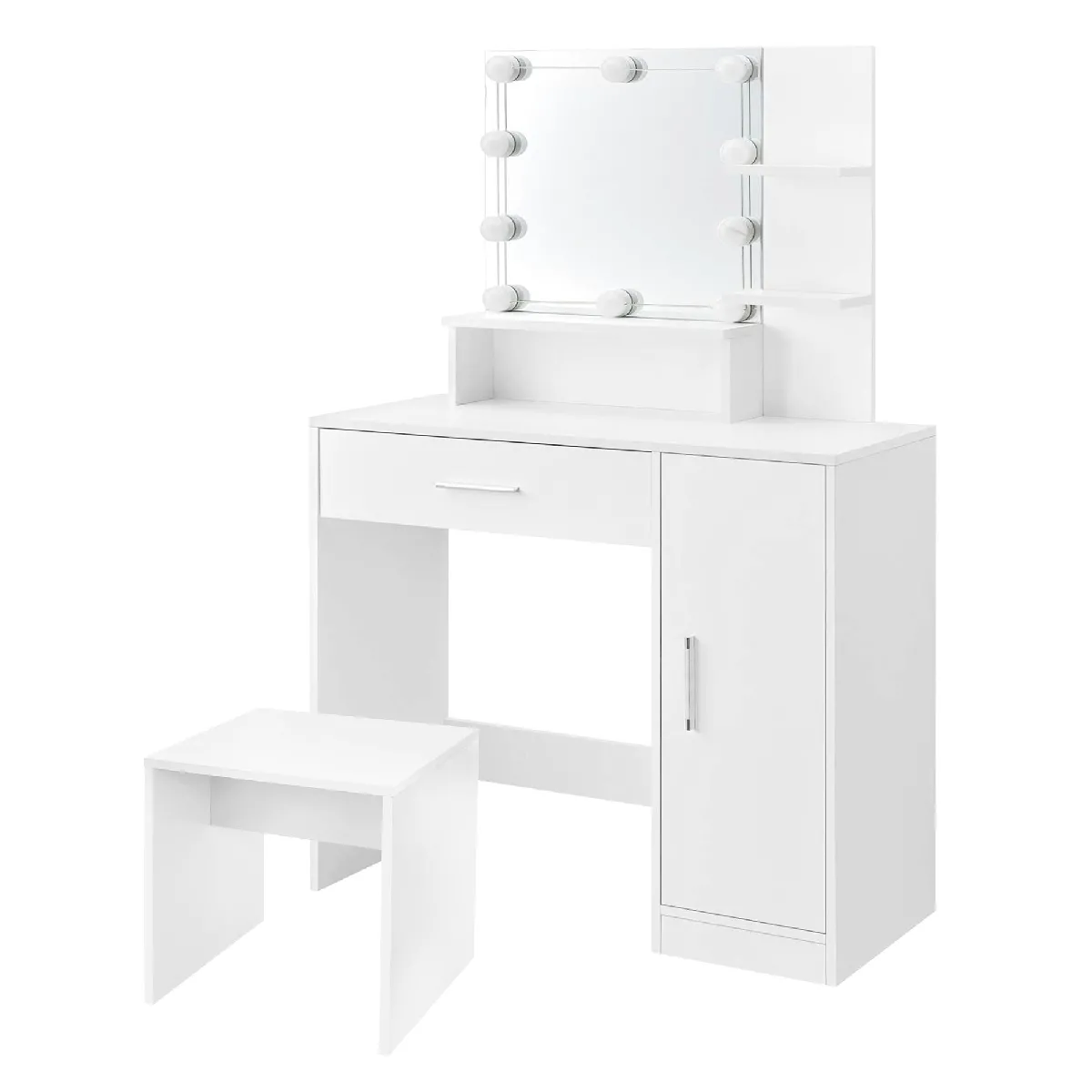 Ml-design Coiffeuse avec miroir - Blanc Ml-design Coiffeuse avec miroir - Blanc