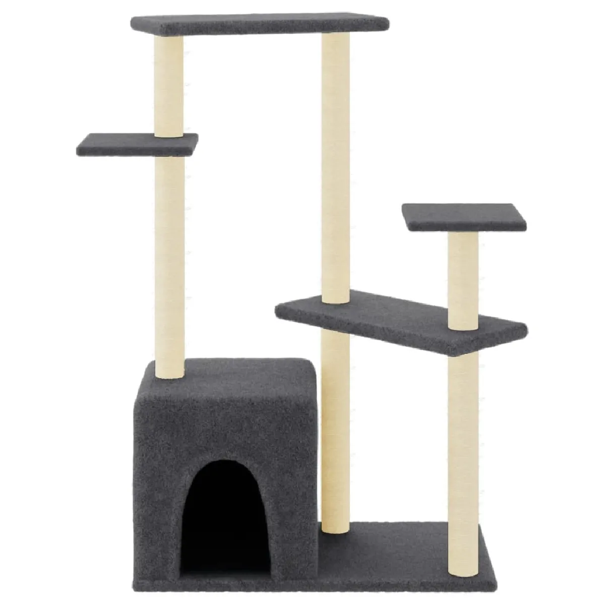 Comparer les prix de Arbre à chat meuble tour grimper jouet grattage grattoir escalade plateforme avec griffoirs en sisal foncé 107,5 cm gris 02_0022638