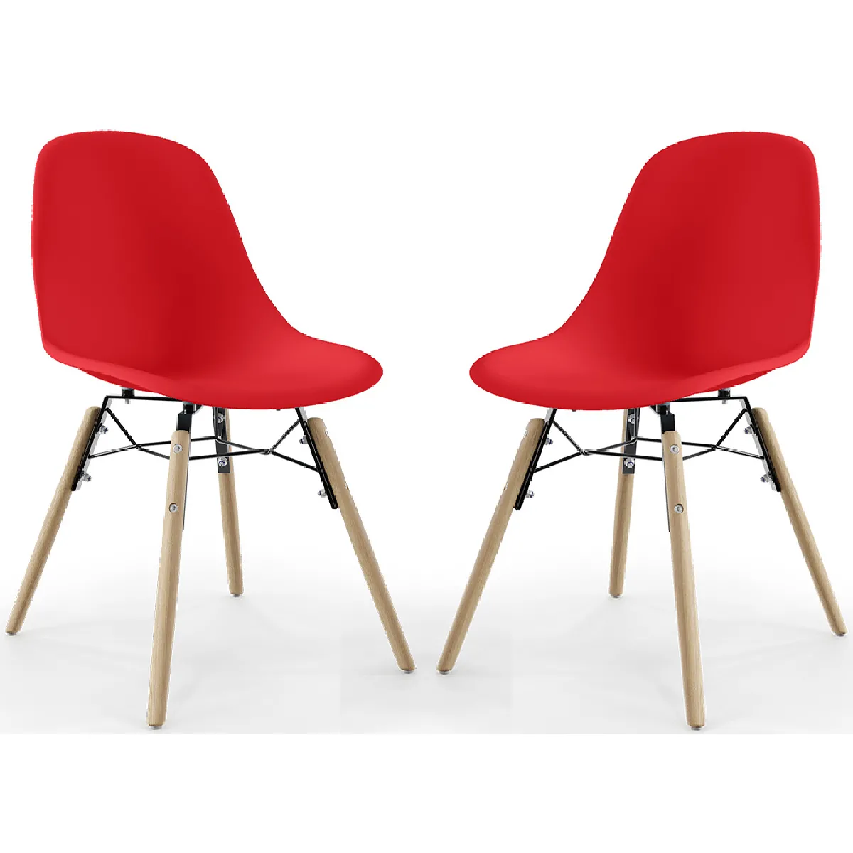 Lot De 2 Chaises Design En Plastique PP Noir - Style Nordique, Pour Cuisine/salle à Manger, Dimensions 82x61x43cm