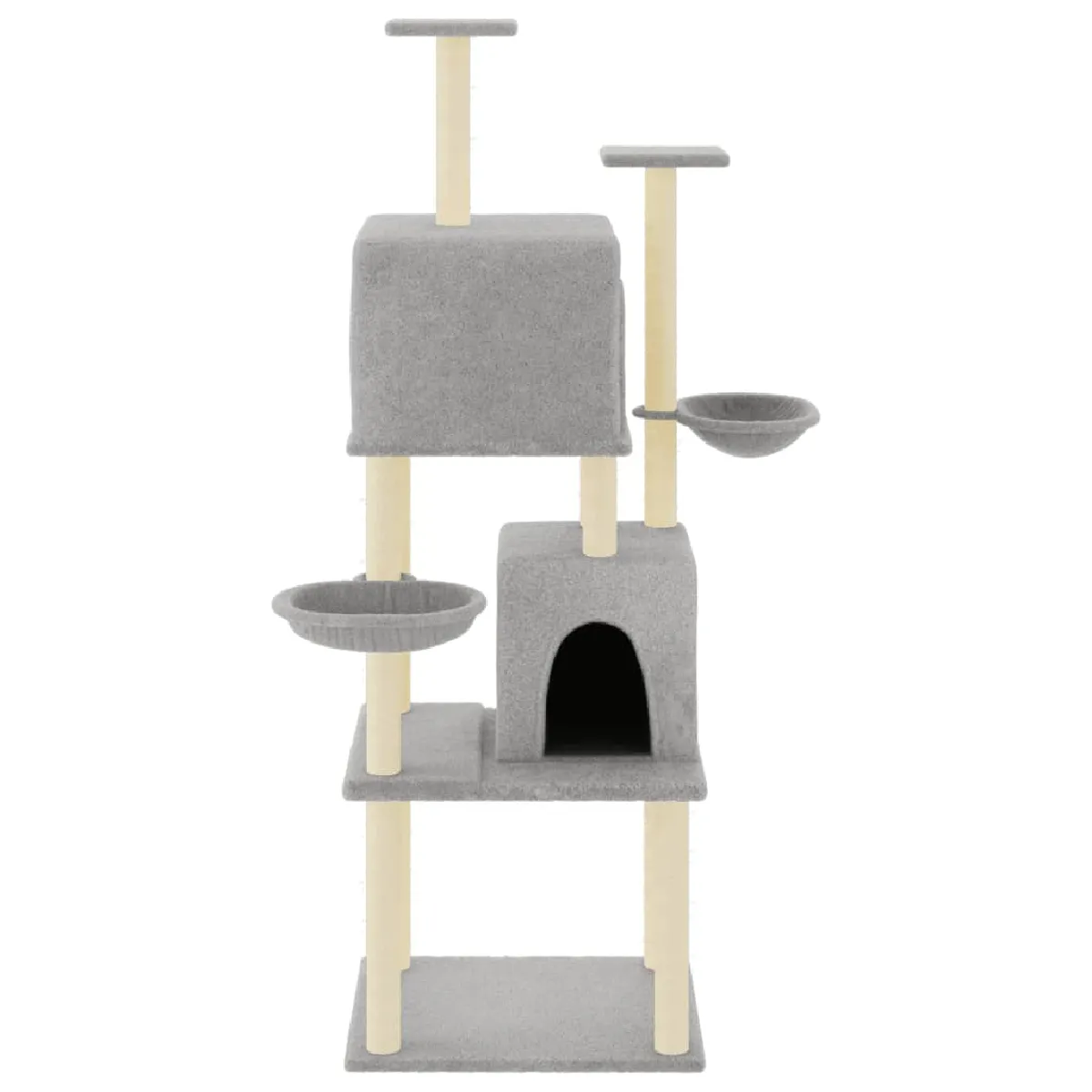 Meilleurs prix pour Arbre à chat meuble tour grimper jouet grattage grattoir escalade plateforme avec griffoirs en sisal clair 180 cm gris 02_0022594