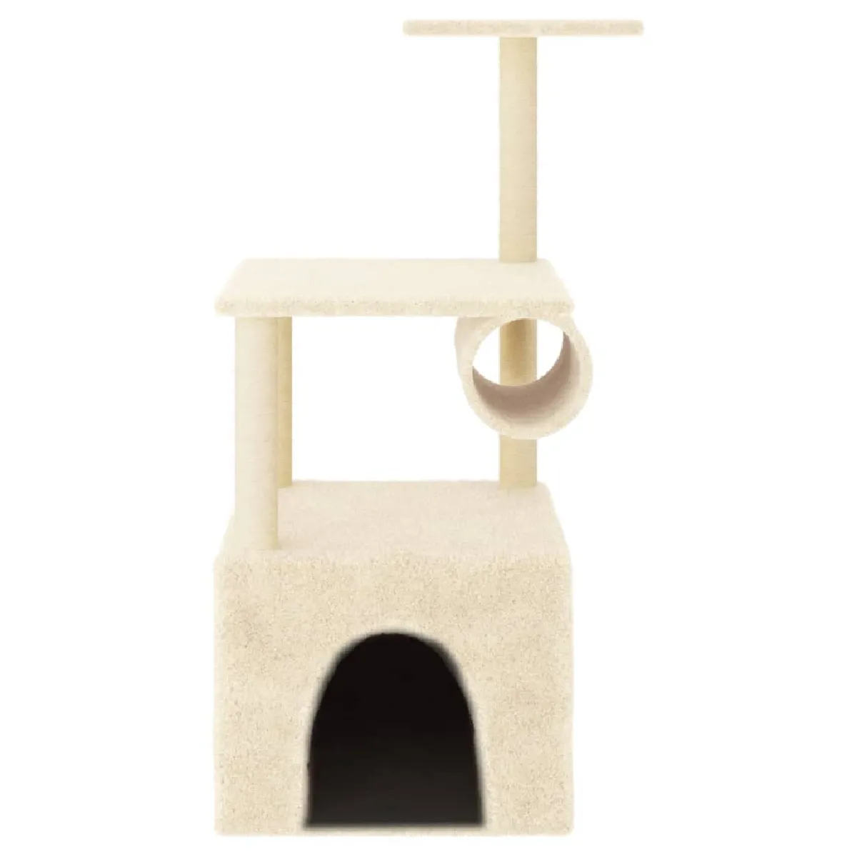 Comparer les prix de Arbre à chat meuble tour grimper jouet grattage grattoir escalade plateforme avec griffoirs en sisal 109,5 cm crème 02_0022454