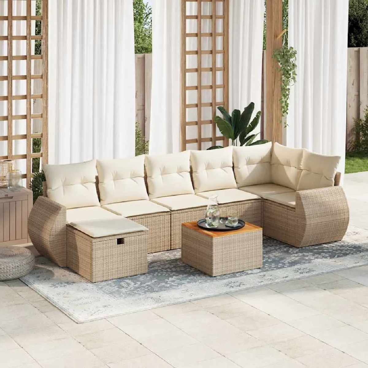 VIDAXL Salon de jardin avec coussins 8 pcs - vue 4