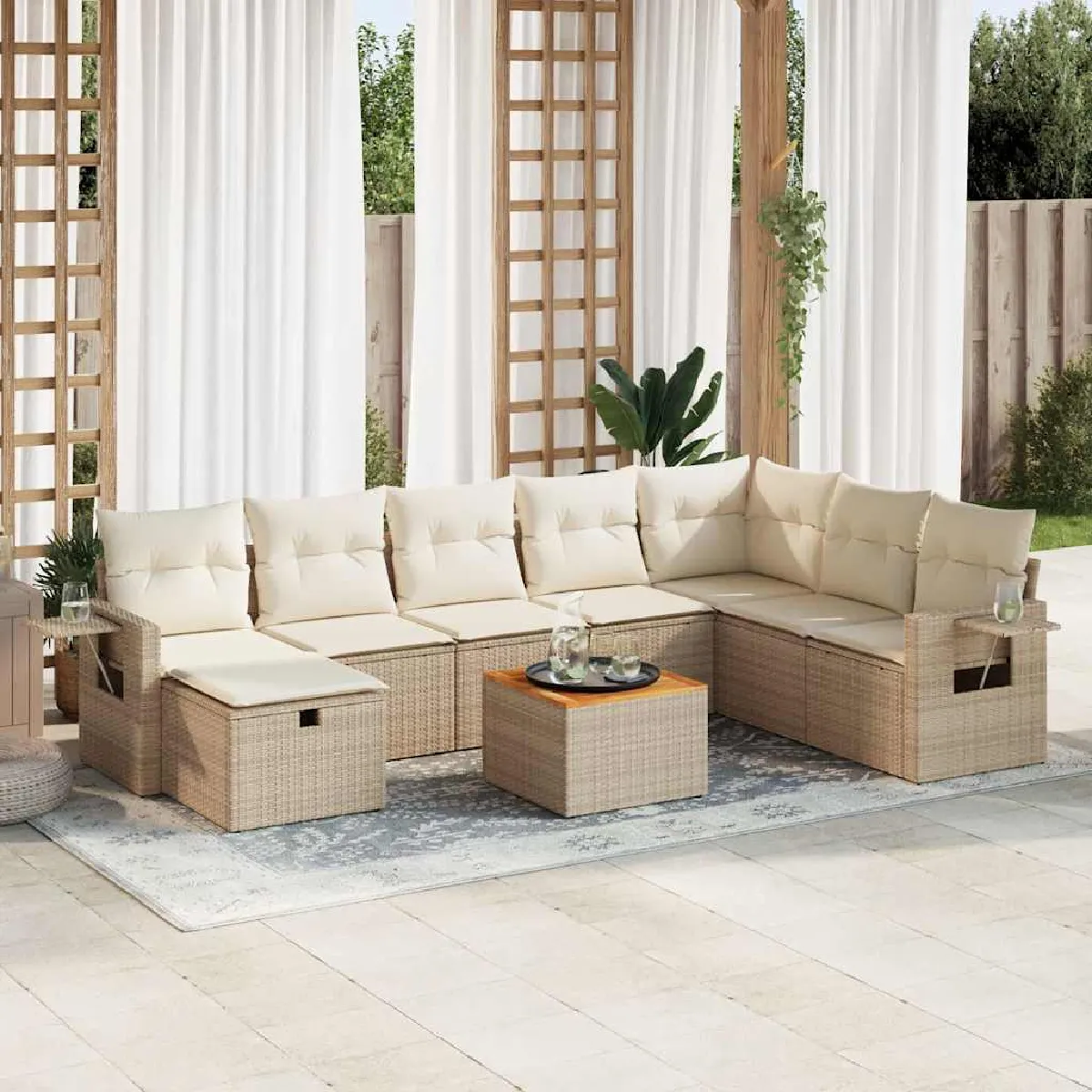 vidaXL Salon de jardin 9pcs Résine Tressée - vue 3