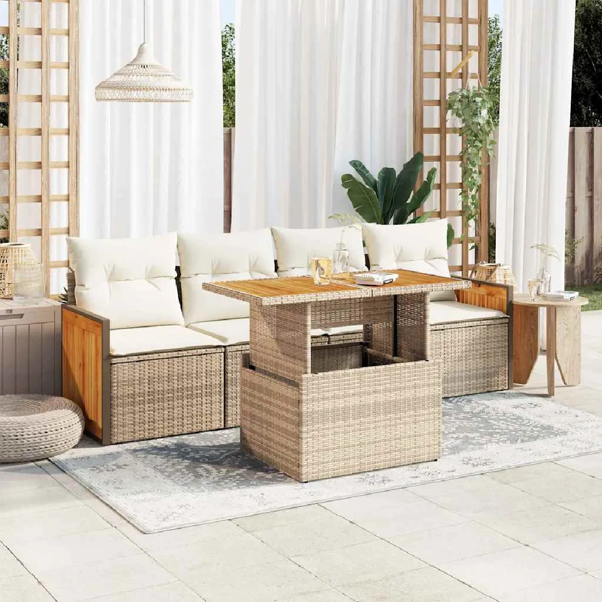 Salon de jardin vidaXL 5 pcs - vue 2