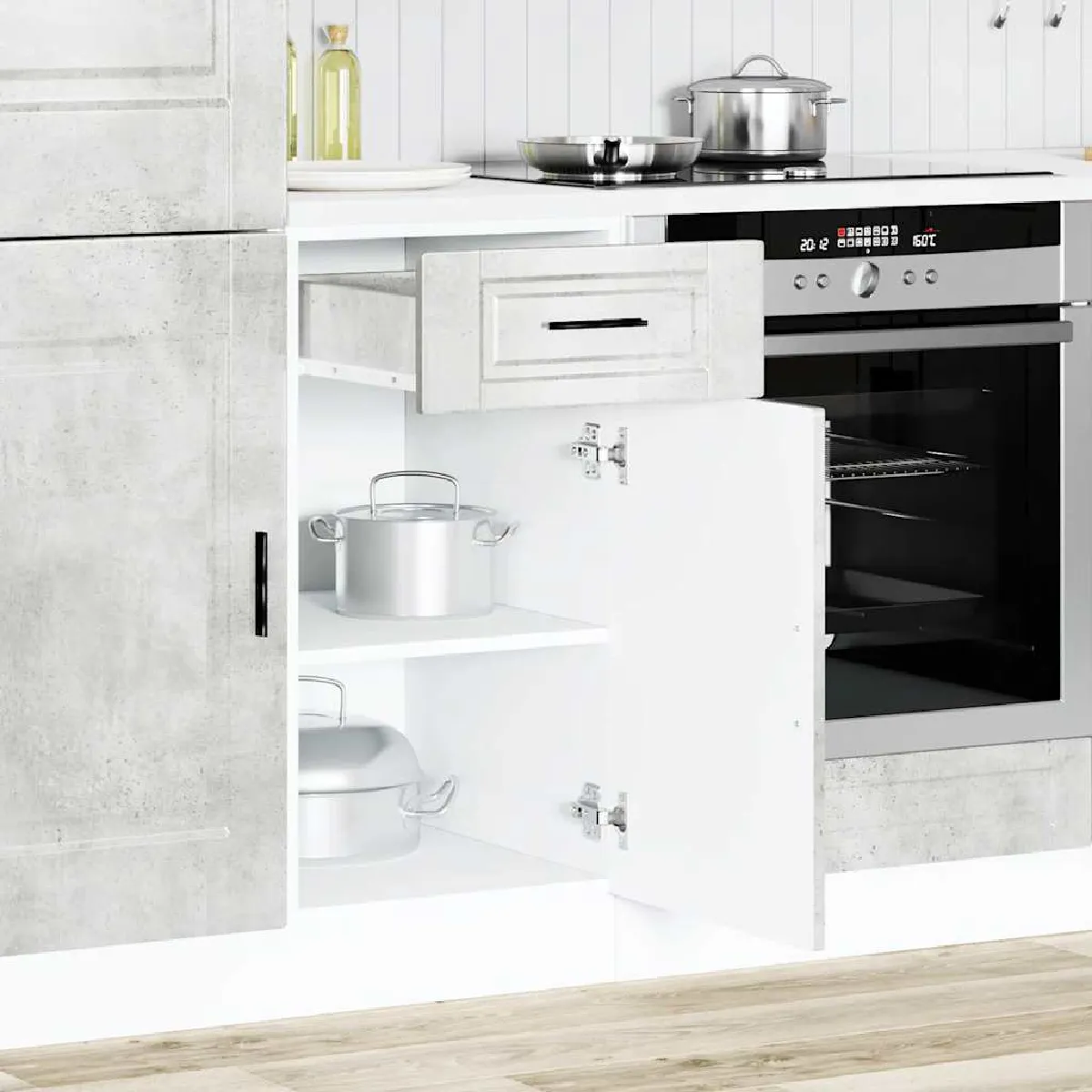 VIDAXL - Armoire de cuisine Porto - Gris béton - Image 2