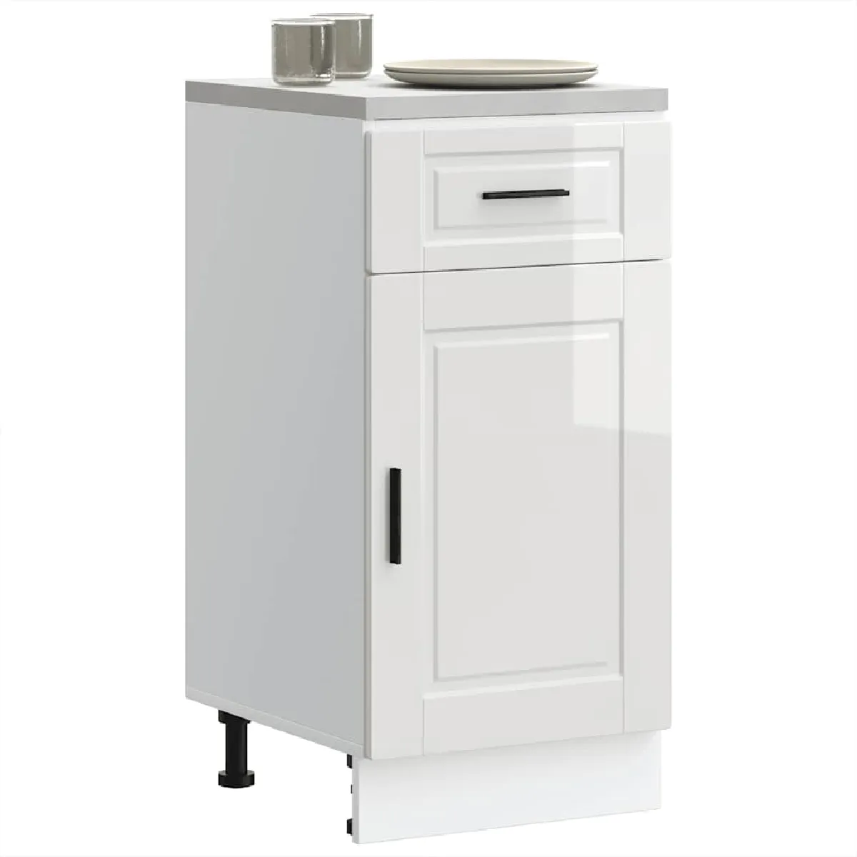 Non Communiqué Blanc Vidaxl Armoire De Cuisine Porto Brillant Bois Ingénierie 853949 - Image 3