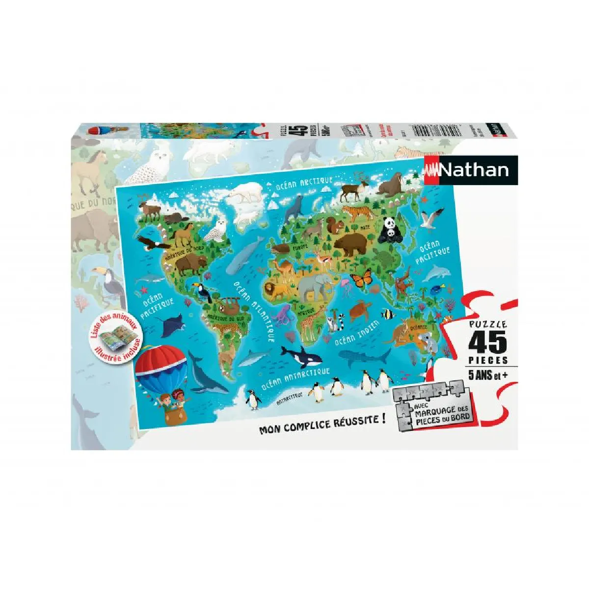 Nathan puzzle 45 p Carte du monde des animaux - vue 2