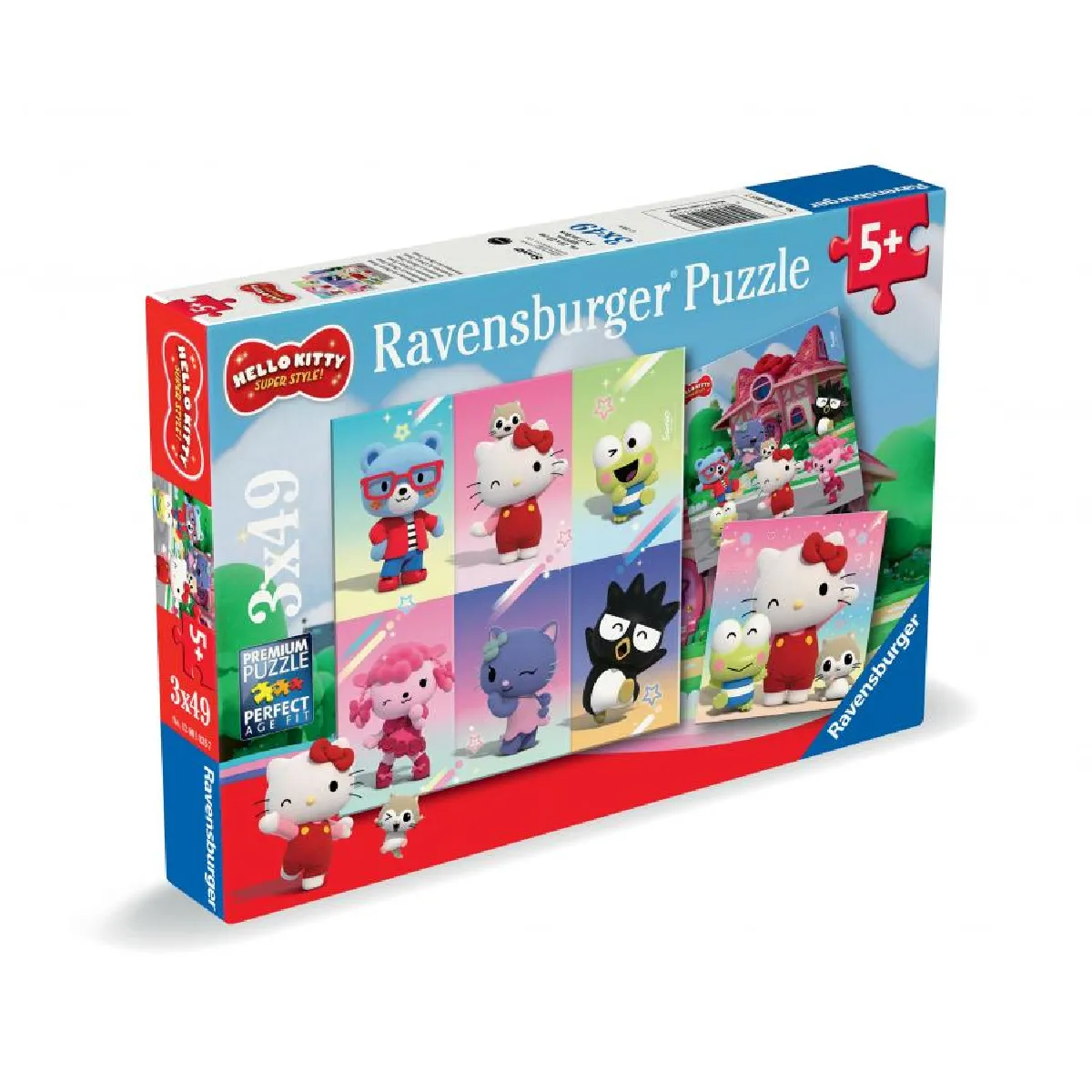 Puzzles 3x49 pièces : Hello Kitty Aventures à Cherry Town Ravensburger France - vue 2