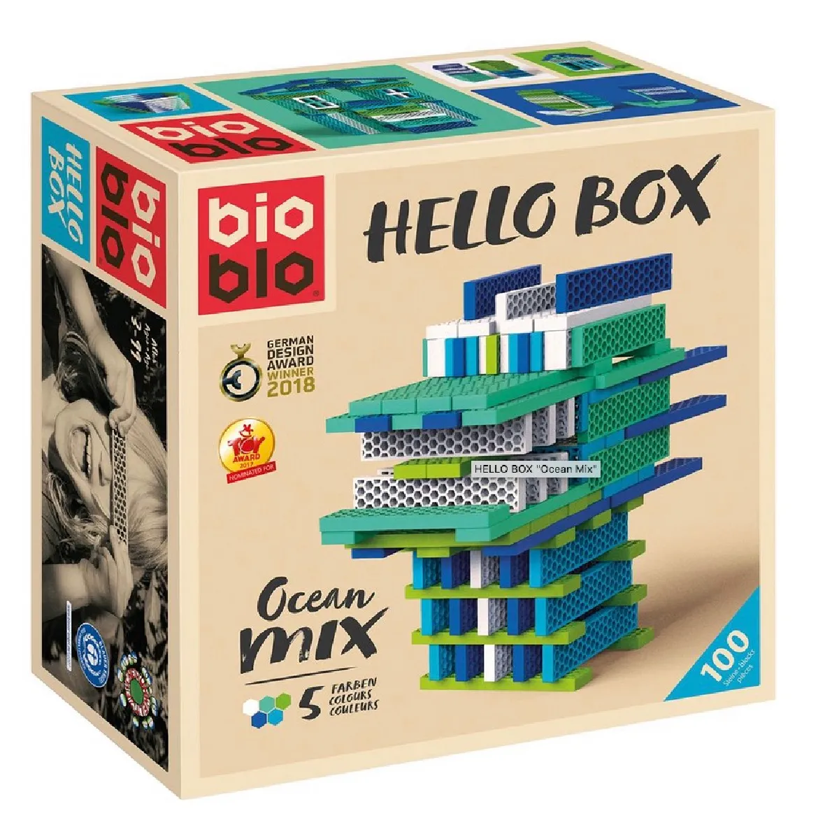 Asmodee Boîte de Jeu de Construction Océan - Briques Bioblo Écologiques Rouge - vue 3