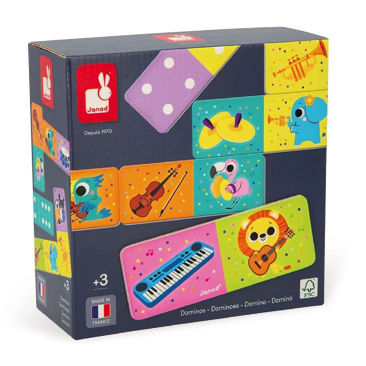 Juratoys Jaune Jeu De Dominos Musical Pour Enfants - Découverte Des Animaux Et Instruments - Neuf - Image 3