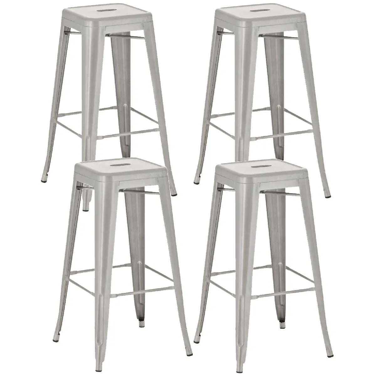 Lot de 4 tabourets de bar Joshua - Argent
