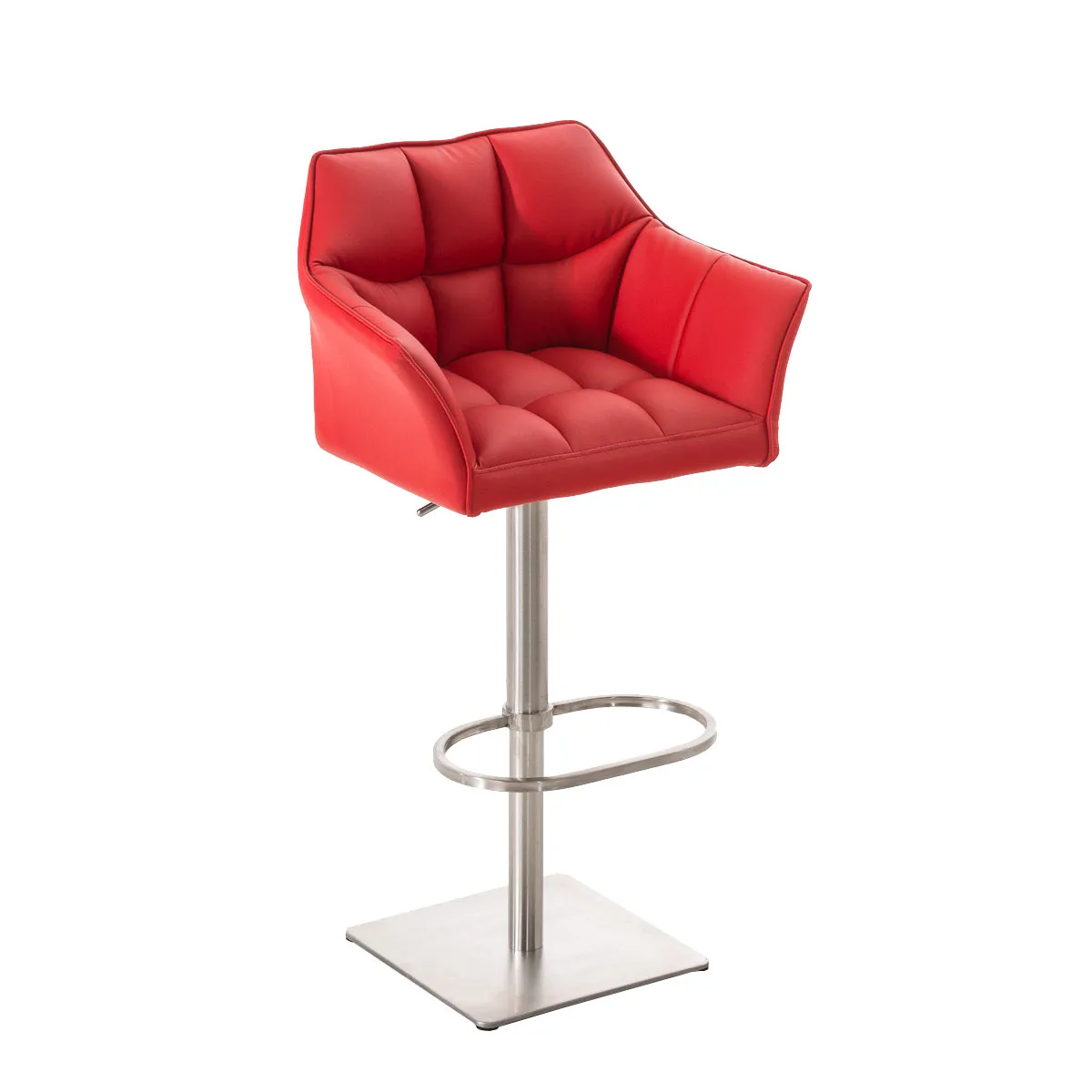 Tabouret de bar damaso en similicuir , rouge/acier inoxydable