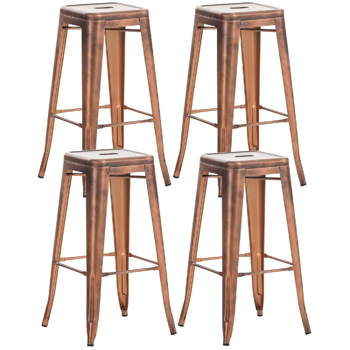 Lot de 4 tabourets de bar métal - Cuivre