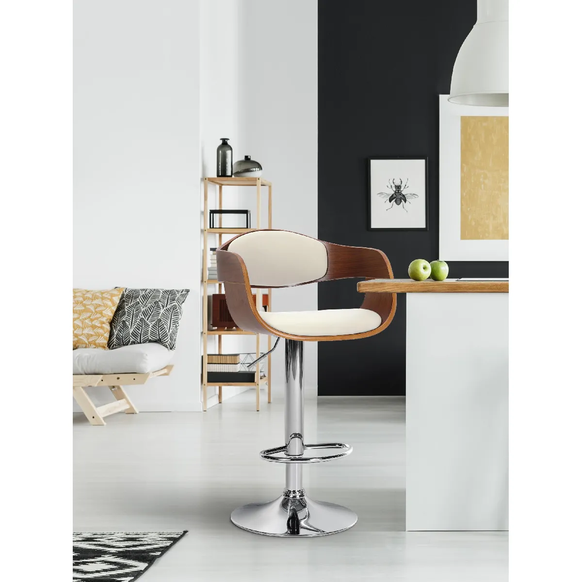 Tabouret de bar design similicuir - Noyer