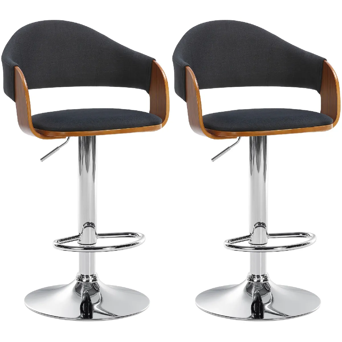 Lot de 2 tabourets de bar Nilse - Noyer