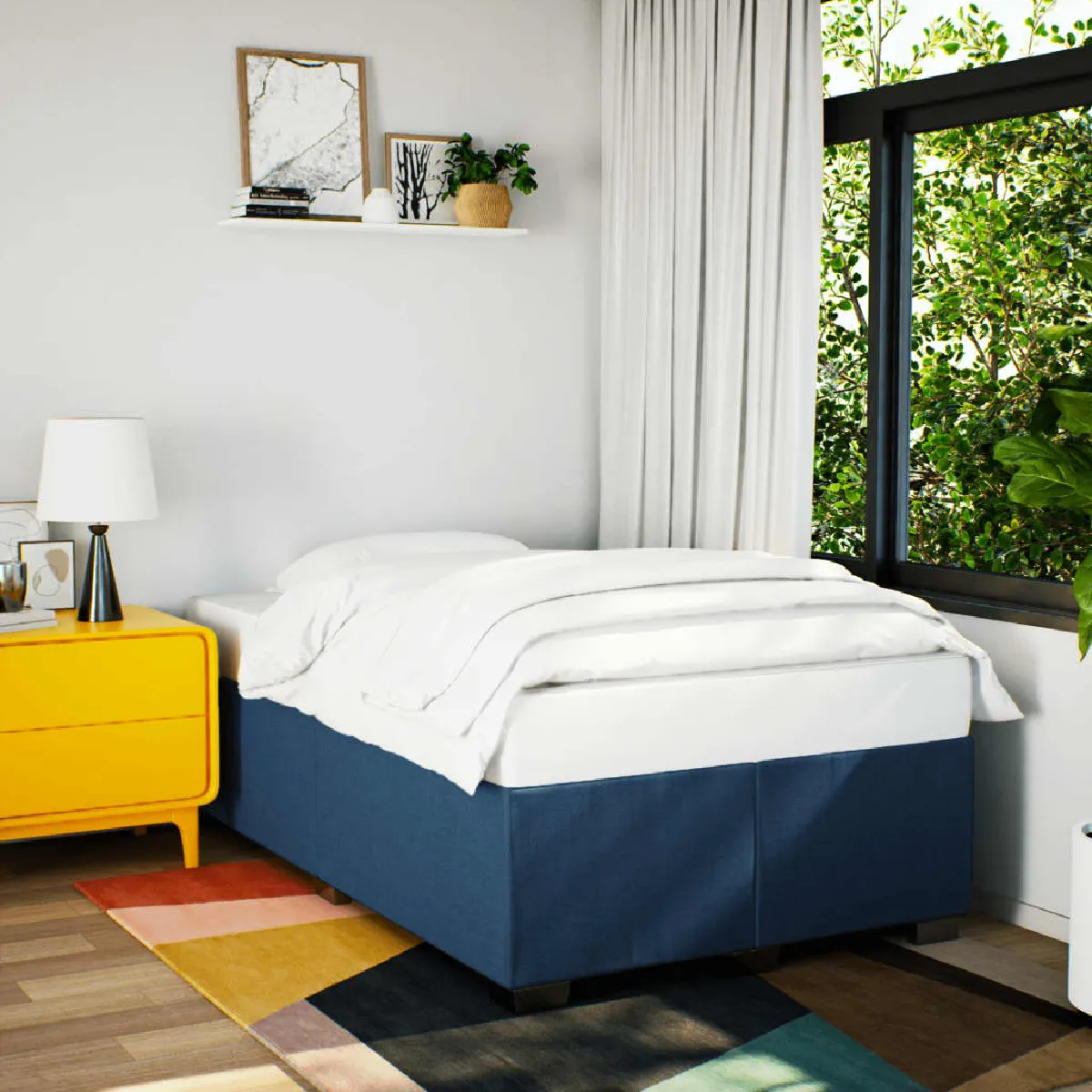Vidaxl Bleu Cadre De Lit Sans Matelas 120X200 Cm Tissu