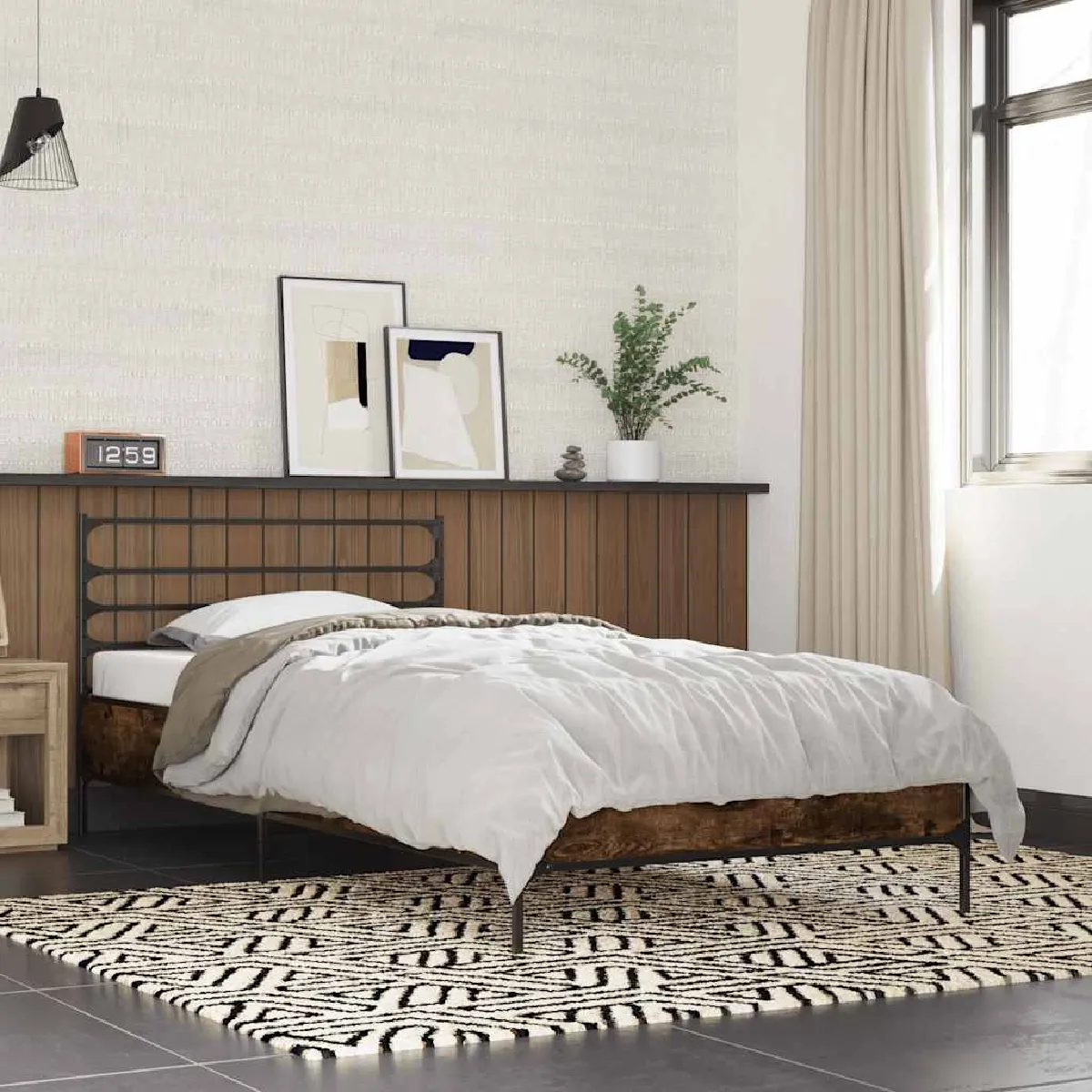 Vidaxl Cadre De Lit Sans Matelas Chêne Fumé 100X200 Cm