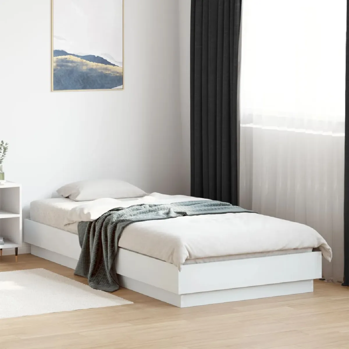 Non Communiqué Blanc Vidaxl Bedframe Bewerkt Hout Wit 100X200 Cm839595 - Image 3
