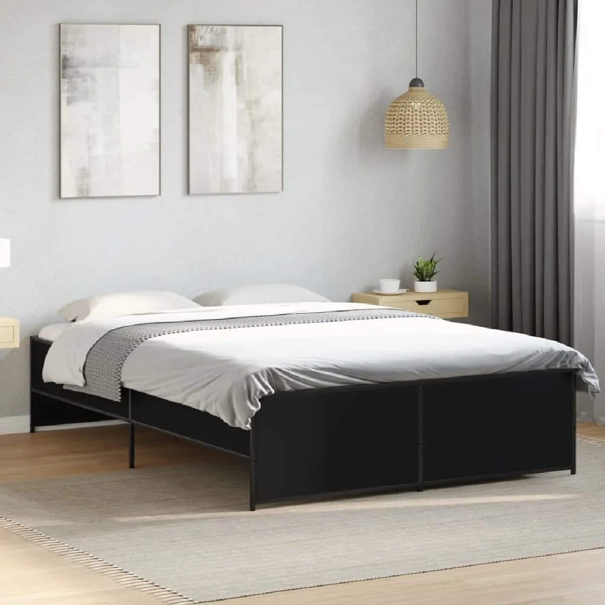 Vidaxl Noir Cadre De Lit Sans Matelas 120X200 Cm