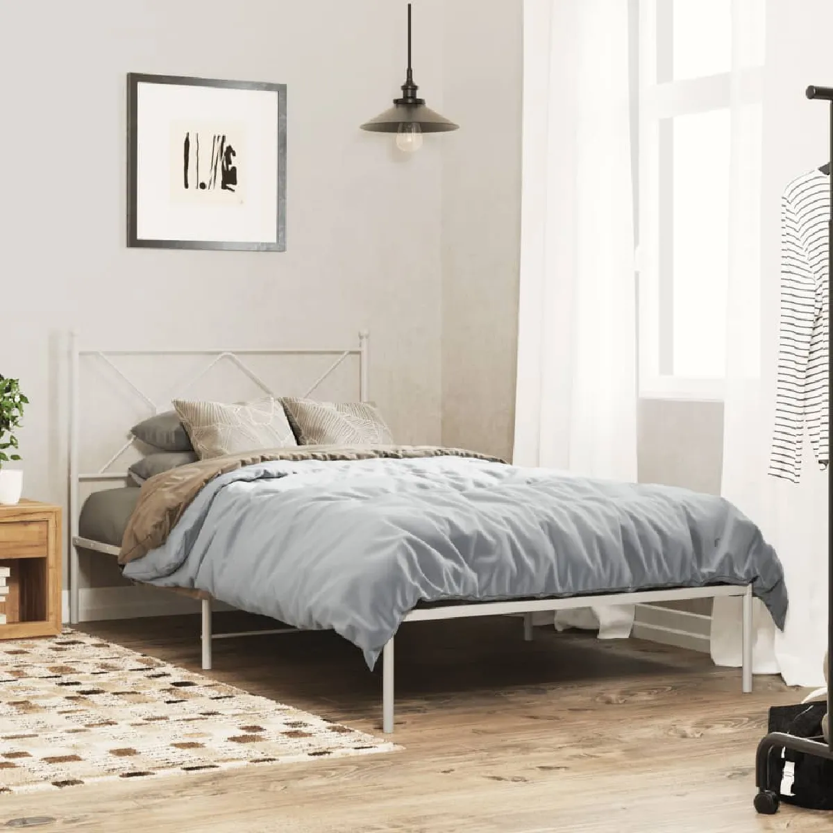 Vidaxl Blanc Cadre De Lit Métal Sans Matelas Et Tête De Lit 100X200 Cm