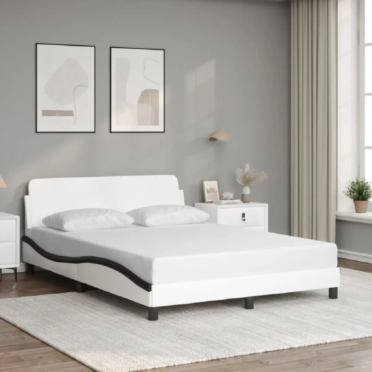 Cadre De Lit Rembourré Dover Blanc 90x200 Cm - Similicuir - VidaXL - Neuf