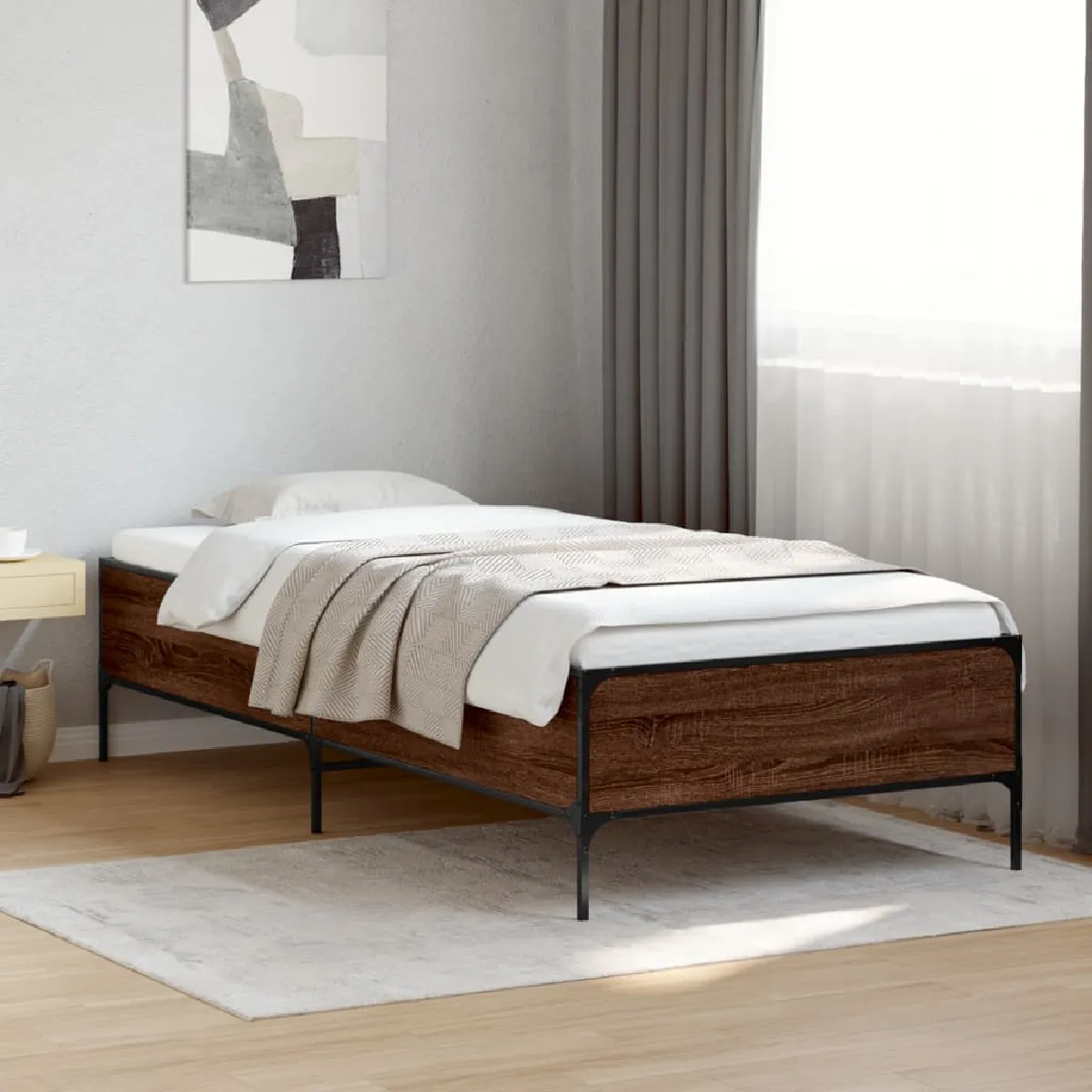 Vidaxl Marron Cadre De Lit Sans Matelas Chêne 90X190 Cm