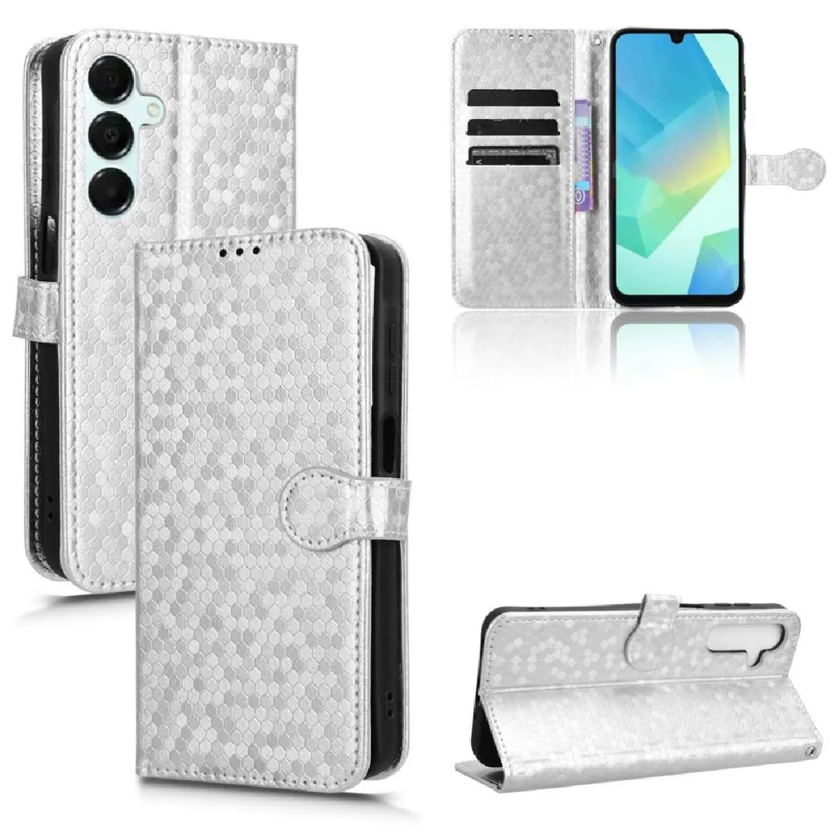 Générique Argent Coque Portefeuille Avec Support Vidéo Samsung Galaxy A16 5G